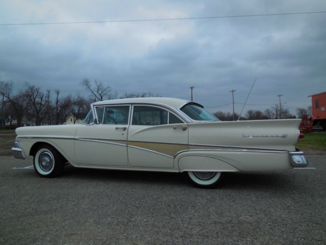 1958 White Ford Fairlane Sedan