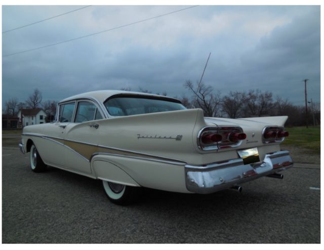 1958 White Ford Fairlane Sedan
