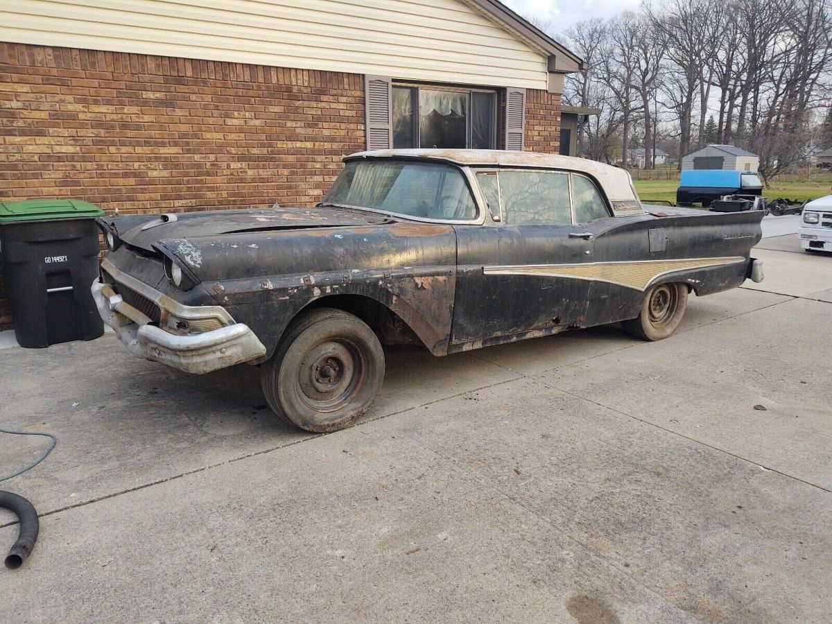 1958 Black Ford Skyliner Convertible