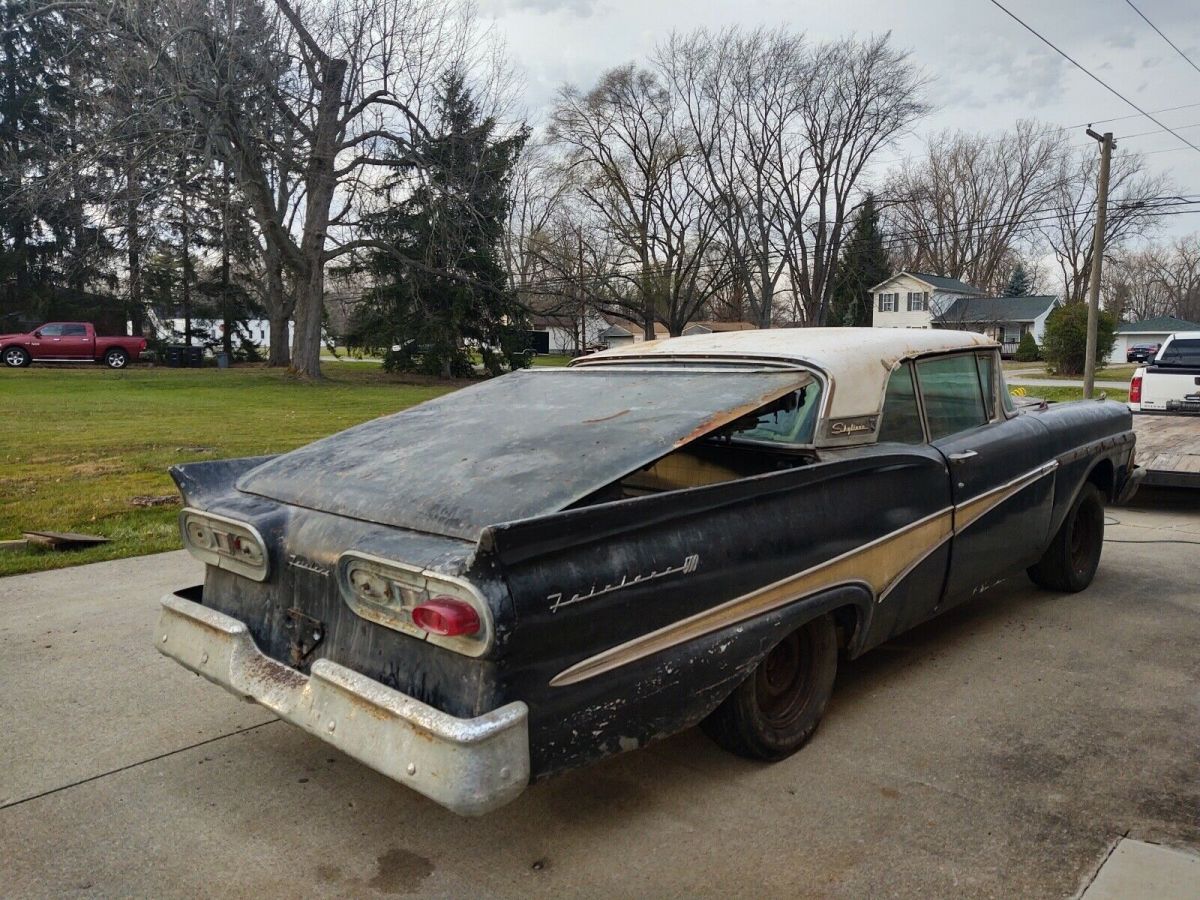 1958 Black Ford Skyliner Convertible