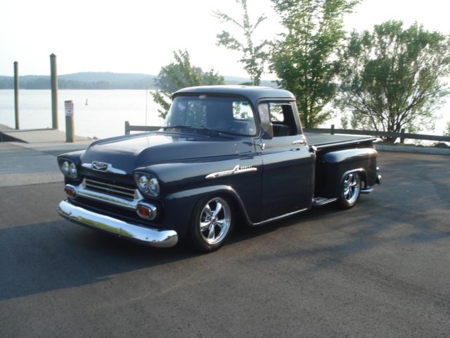 1958 Blue GMC Clone, as a Chevrolet Apache Crew Cab Pickup