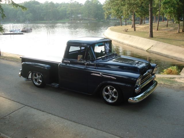1958 Blue GMC Clone, as a Chevrolet Apache Crew Cab Pickup
