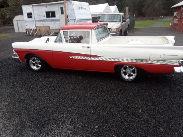 1958 Red and white Ford Ranchero Ranchero truck