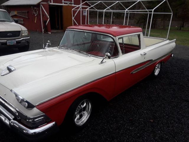 1958 Red and white Ford Ranchero Ranchero truck