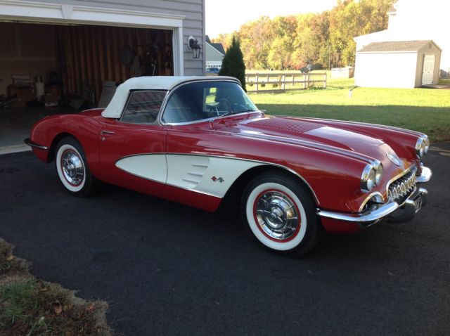 1958 Red Chevrolet Corvette Convertible