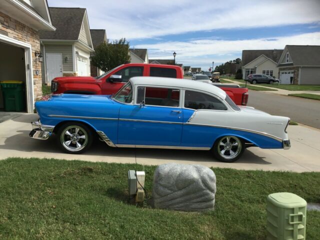 1956 Blue and White Chevrolet Bel Air/150/210 2 dr sedan