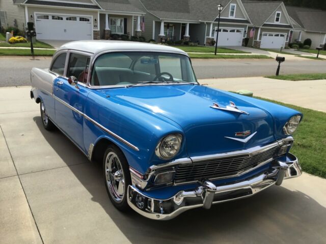 1956 Blue and White Chevrolet Bel Air/150/210 2 dr sedan
