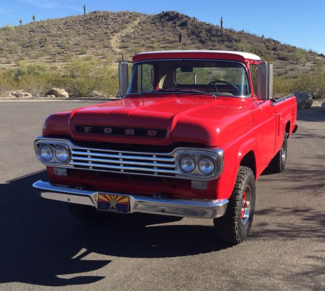 1959 Red Ford F-100 Long Bed