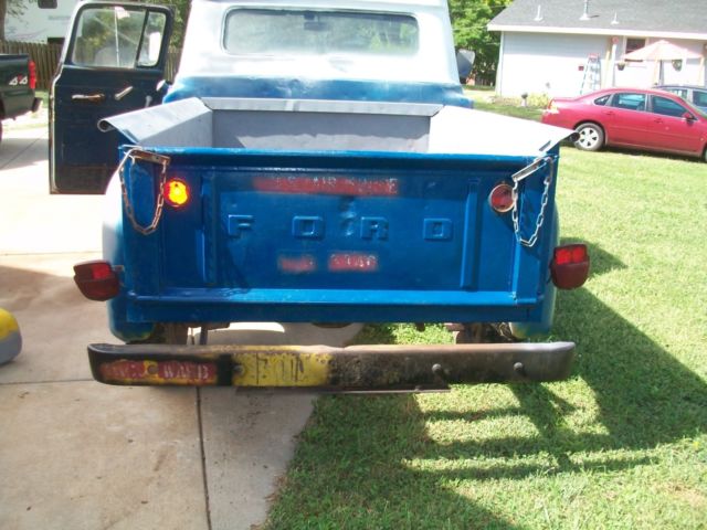 1959 White/Blue & gray primmer Ford F-100 Extended Crew Cab Pickup