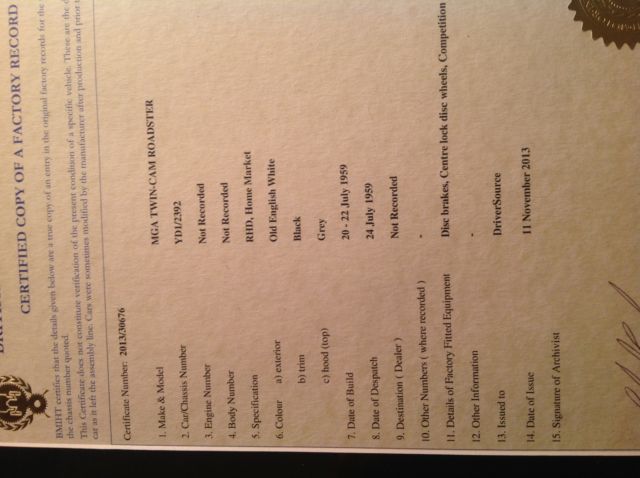 1959 Old English White MG MGA Roadster