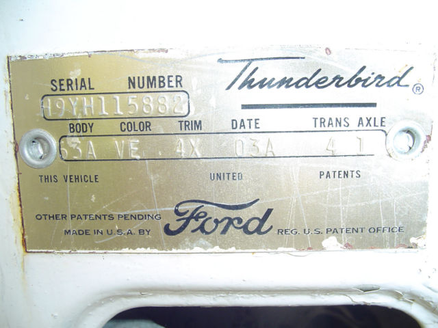 1959 White Ford Thunderbird Coupe