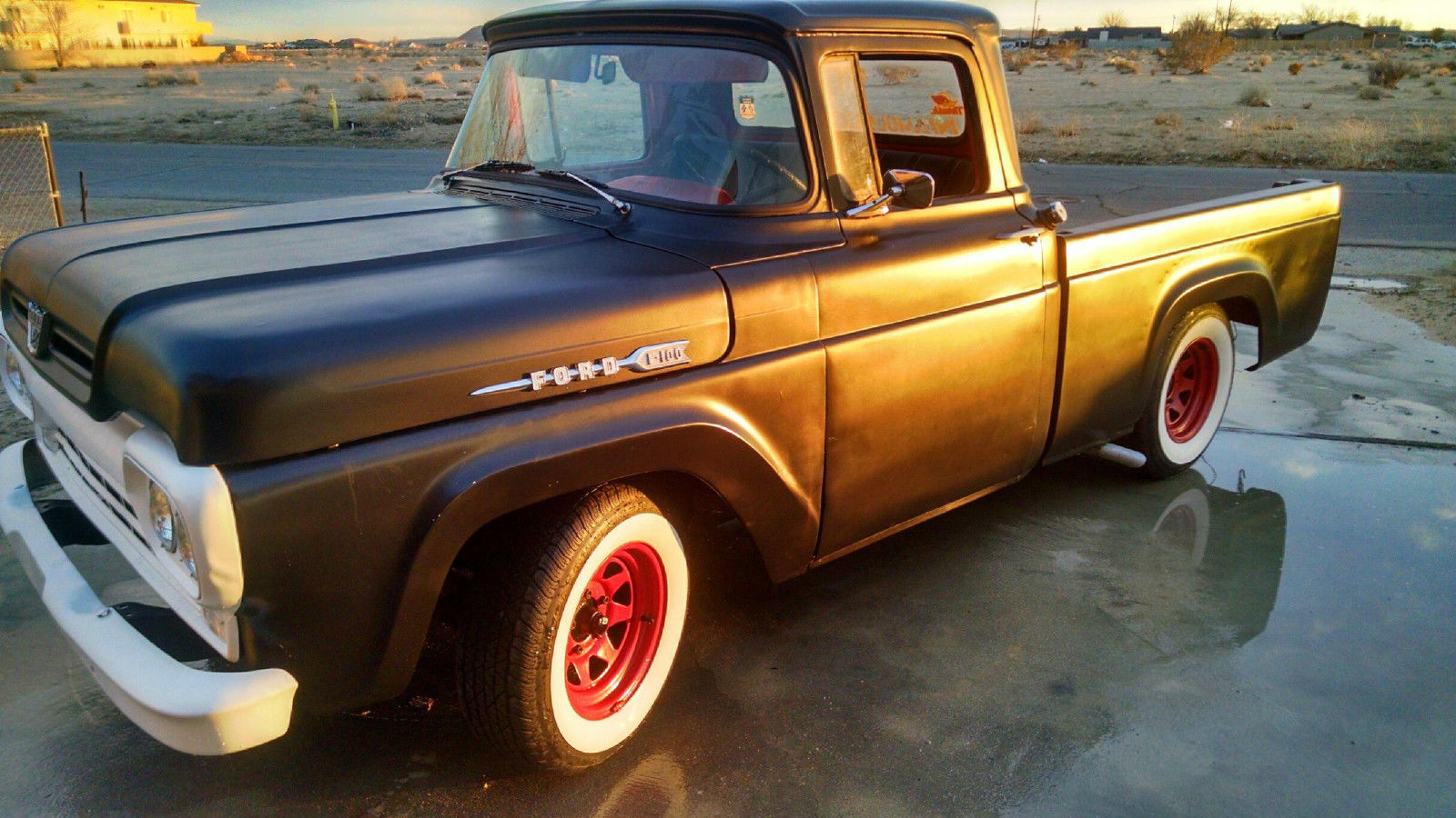 1960 matte black Ford F-100 Standard Cab Pickup