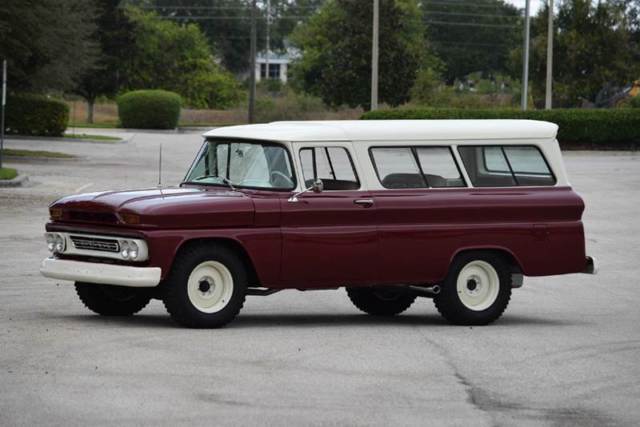 1961 Maroon Chevrolet Suburban --