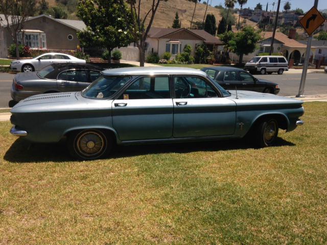 19610000 Blue Chevrolet Corvair Sedan