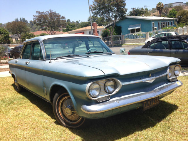 19610000 Blue Chevrolet Corvair Sedan