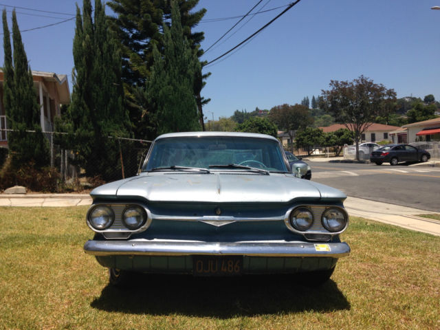 19610000 Blue Chevrolet Corvair Sedan