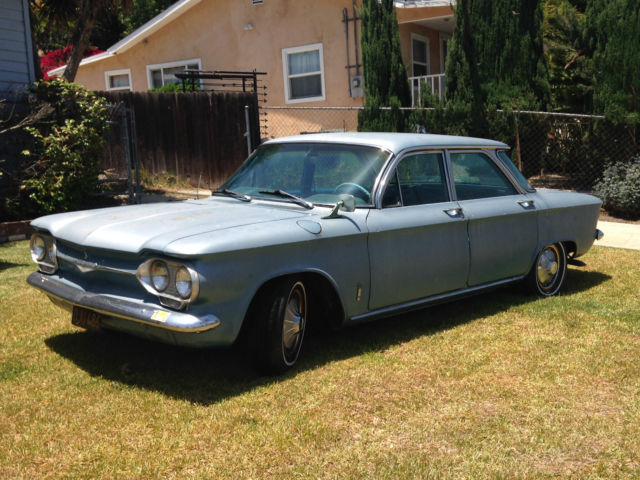 19610000 Blue Chevrolet Corvair Sedan