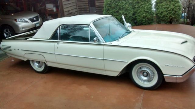 1961 White Ford Thunderbird Convertible