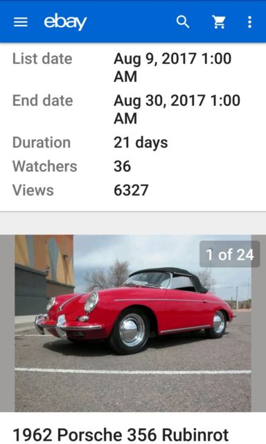 1962 Ruby Red 6202 Porsche 356 Cabriolet