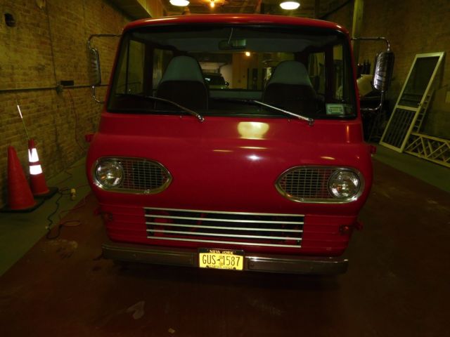 1963 Viper Red Ford E-Series Van 5 window cab