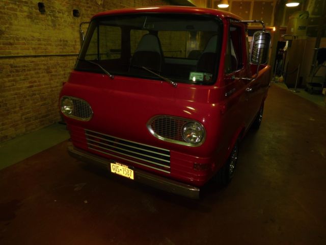 1963 Viper Red Ford E-Series Van 5 window cab