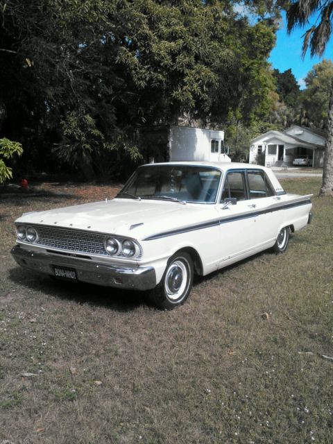 1963 White Ford Fairlane 4 door