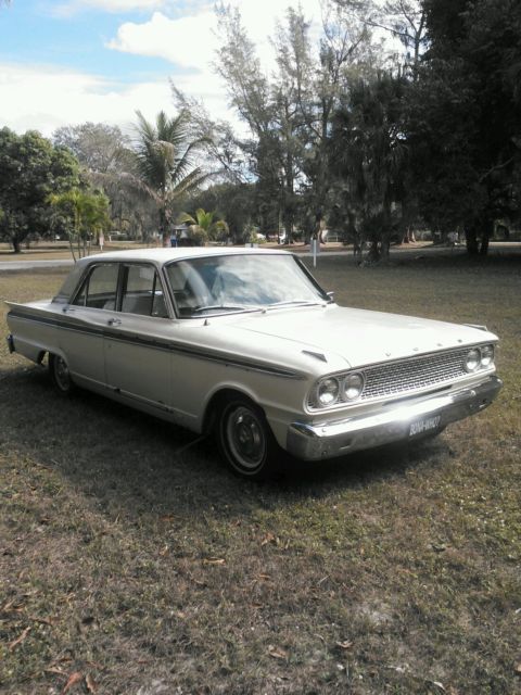 1963 White Ford Fairlane 4 door