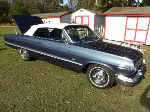 1963 Blue Chevrolet Impala Convertible