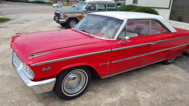 1963 red/white Ford Galaxie 2 door fast back