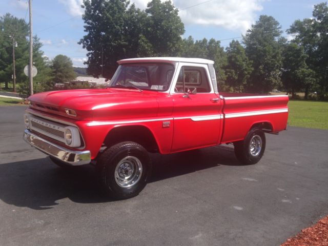 1964 red Chevrolet C-10 custom cab