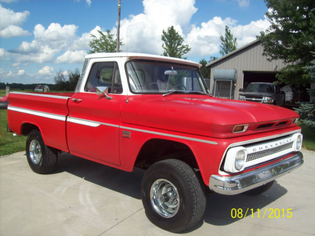 1964 red Chevrolet C-10 custom cab