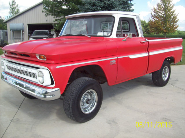 1964 red Chevrolet C-10 custom cab