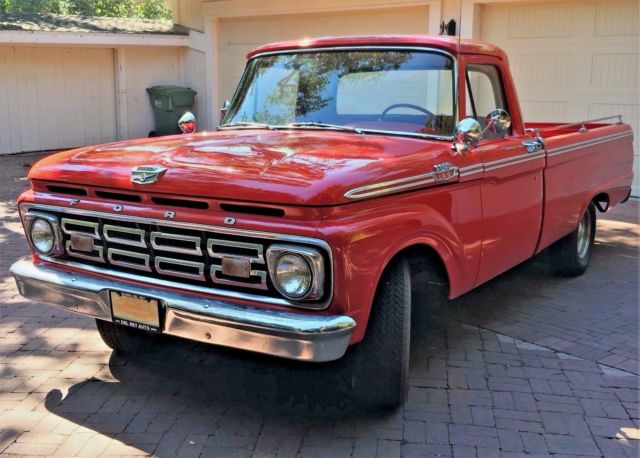 1964 Red Ford F-100 Crew Cab Pickup