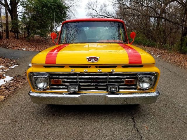 1964 Yellow and red Ford F-100 Californian stepside
