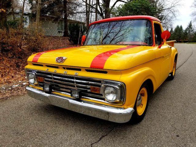 1964 Yellow and red Ford F-100 Californian stepside