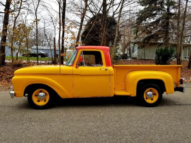 1964 Yellow and red Ford F-100 Californian stepside