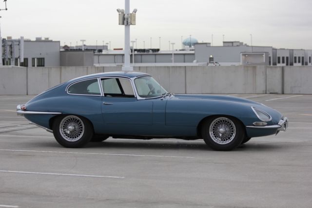1964 light blue Jaguar E-Type Coupe