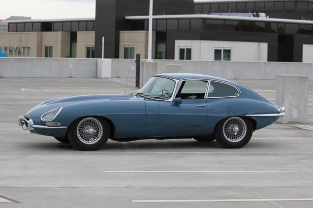 1964 light blue Jaguar E-Type Coupe