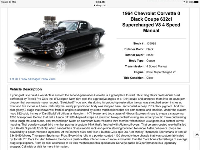1964 Black Chevrolet Corvette Coupe