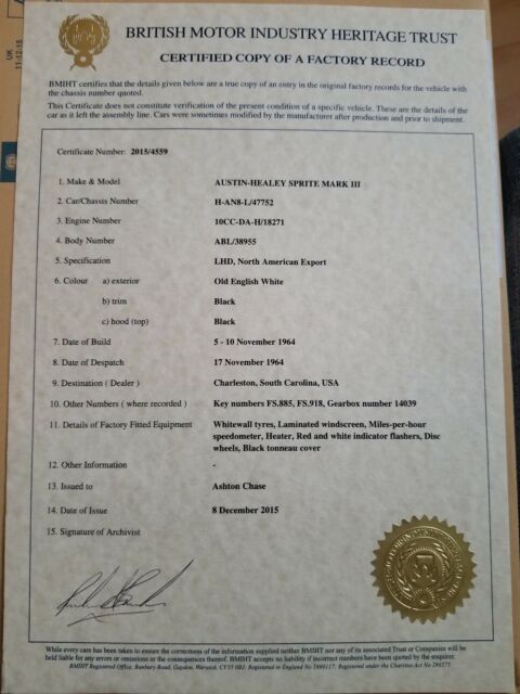 1965 Austin Healey Sprite Convertible