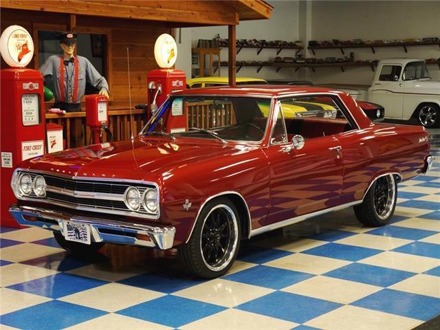 1965 Maroon Chevrolet Malibu 2 dr