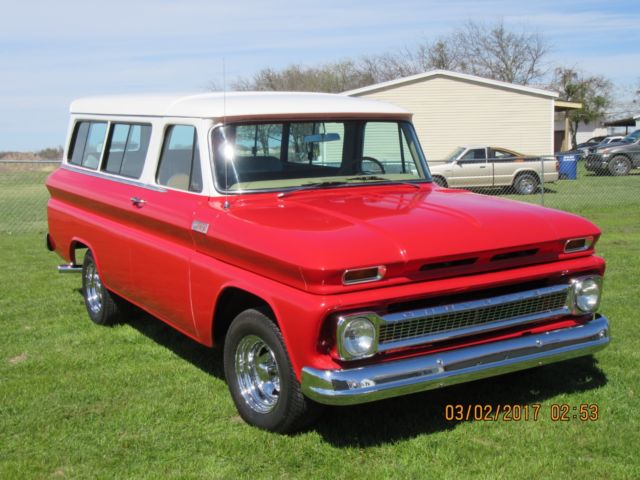 1965 Red and White Chevrolet C-10 Suburban
