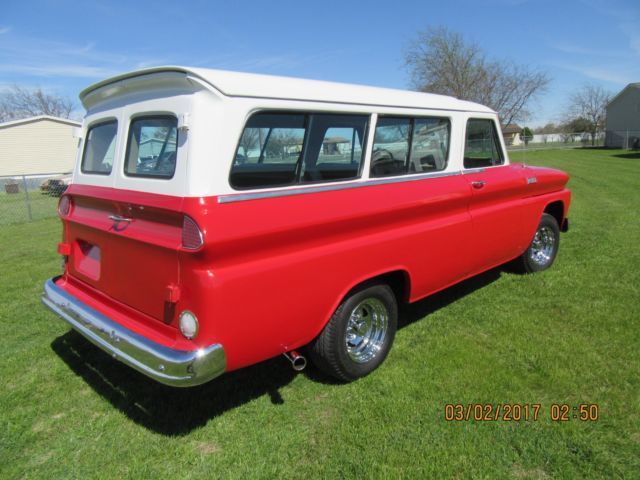 1965 Red and White Chevrolet C-10 Suburban