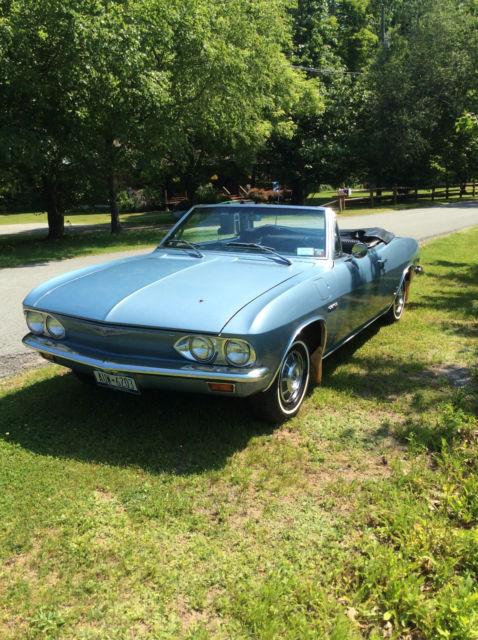 1965 blue gray Chevrolet Corvair Convertible