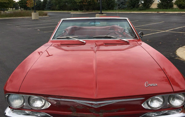1965 Red Chevrolet Corvair Convertible