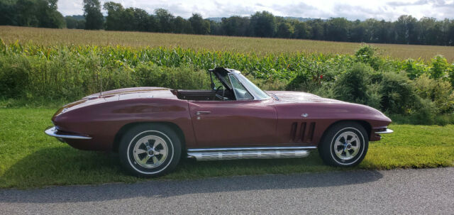 1965 maroon Chevrolet Corvette Convertible