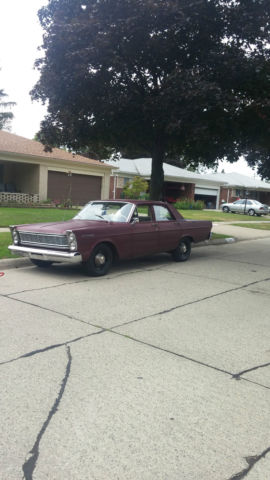 1965 Vintage Burgundy Ford Custom Sedan
