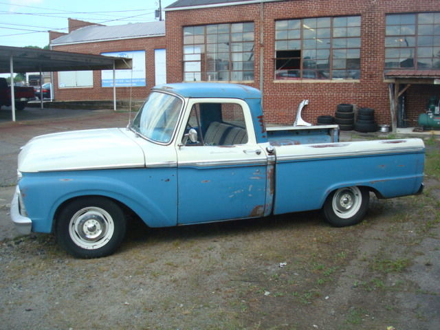 1965 Blue and White Ford F-100 Short Bed