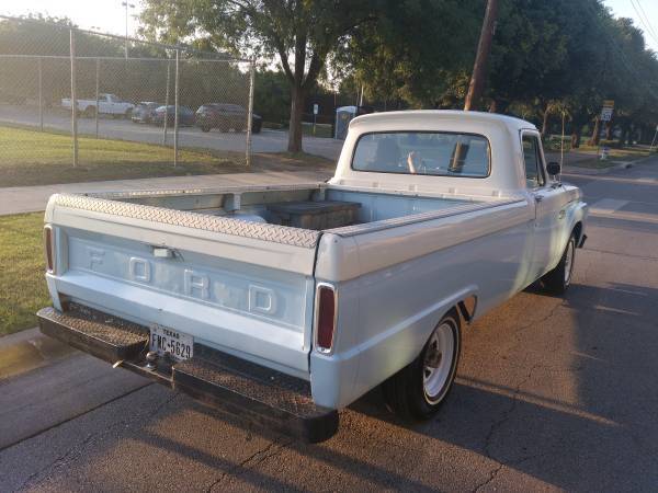 1965 Frost Turquoise  & Wimbledon White Ford F-100 Standard Cab Pickup