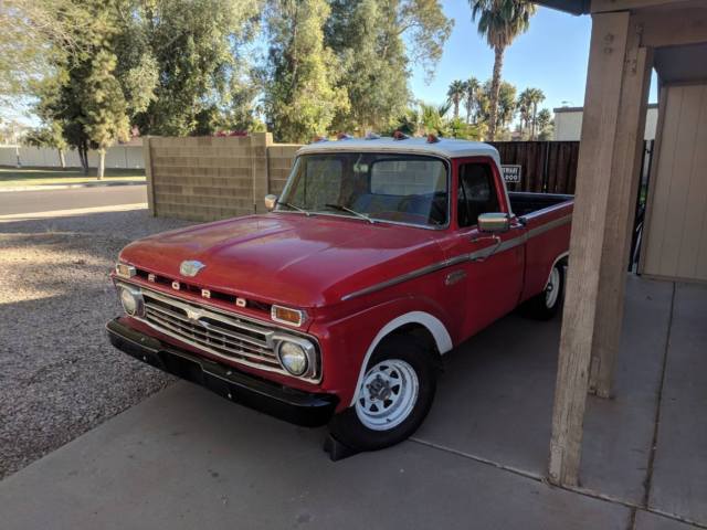 1965 Red Ford F-100 Crew Cab Pickup